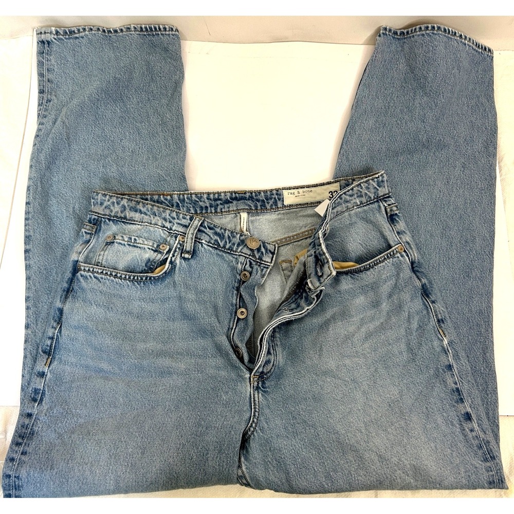 Rag & Bone Alex High Rise Straight Jeans Denim‎ Blue Wash Size 32"/31"